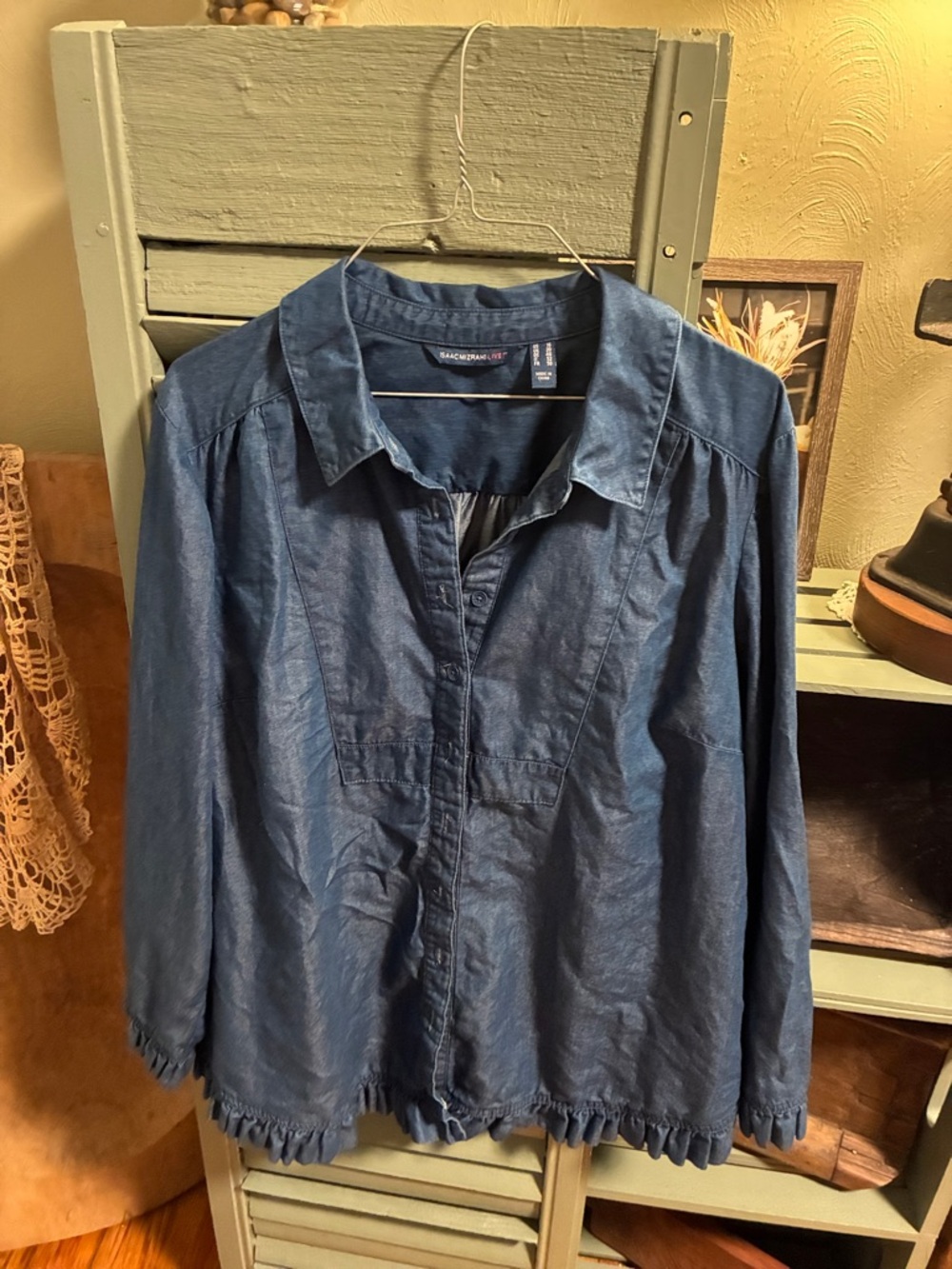 Isaac Mizrahi Blue Button-Down Shirt